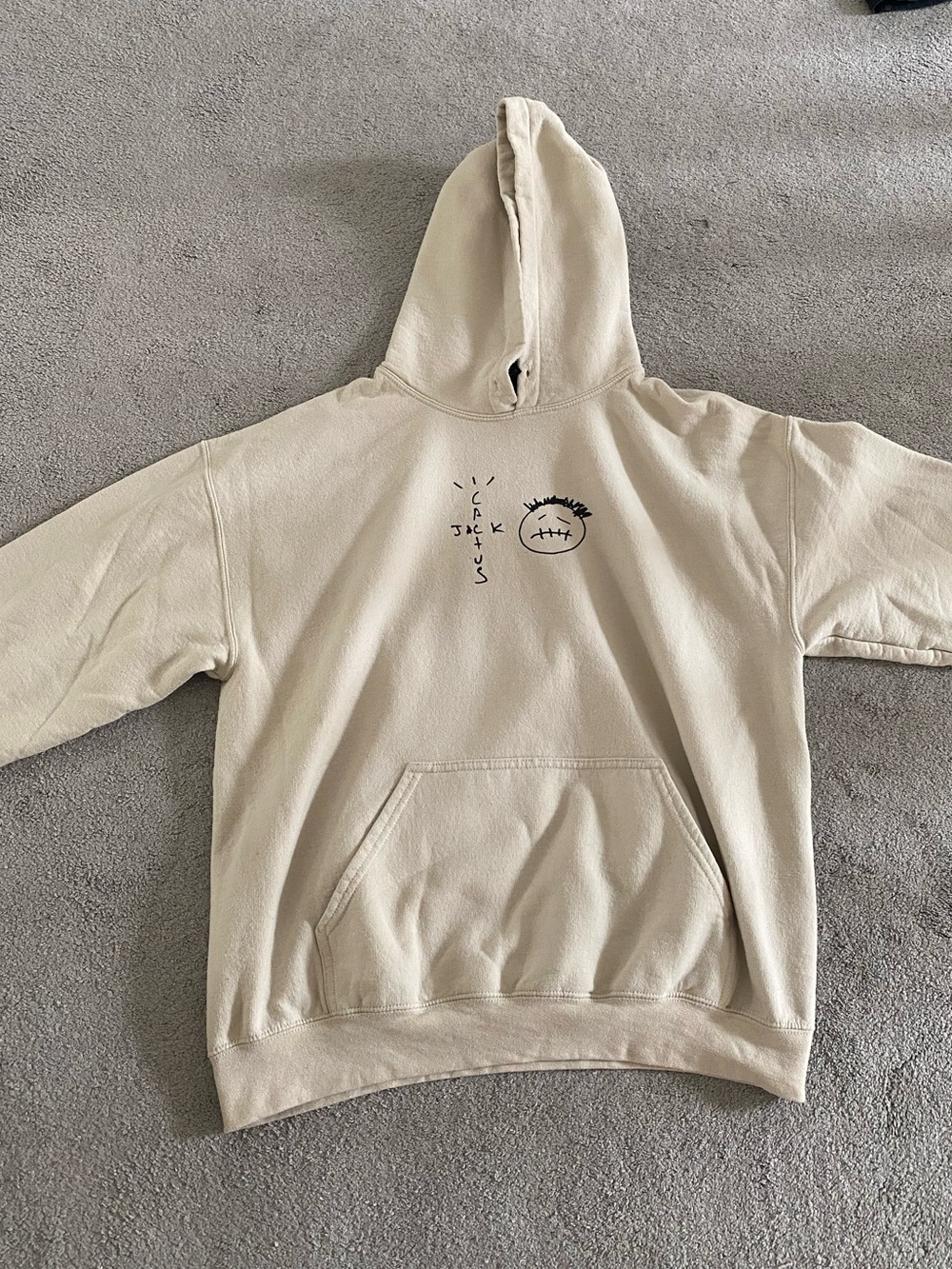 Gildan Cream Crewneck Hoodie with Minimal Black Graphic